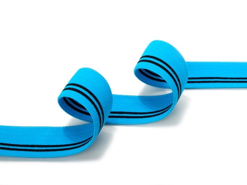Gummiband 30mm Streifen #aqua-schwarz (1,0m)