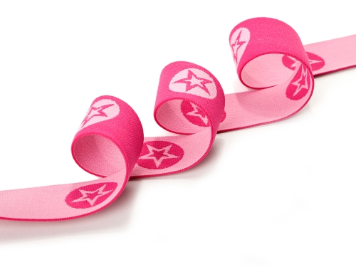 Gummiband 40mm Stern rund #pink-rosa (1,0m)