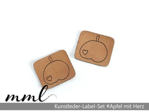Kunstleder-Label-Set #Kürbis mit Herz (2er-Set)