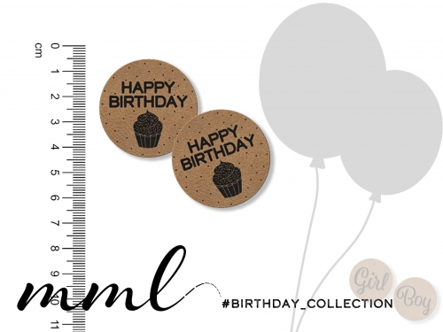 Kunstleder-Label-Set #Cupcake (2er-Set Birthday Collection)