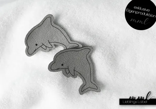 Kunstleder-Label-Set #Delfin grau (2er-Set)
