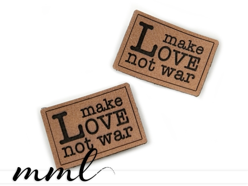 Kunstleder-Label-Set #make Love not war (2er-Set)