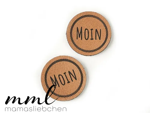 Kunstleder-Label-Set #Moin rund (2er-Set)