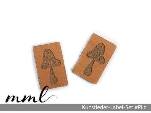 Kunstleder-Label-Set #Pilz (2er-Set)