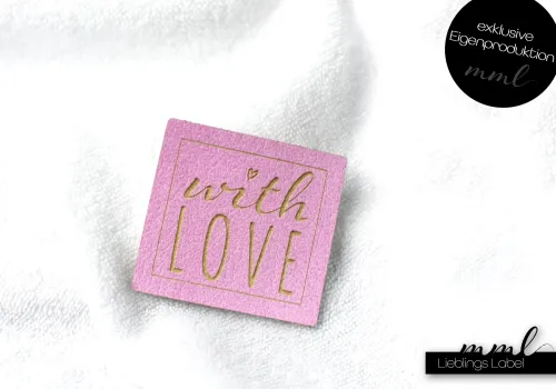Kunstleder-Label-Set #with Love rosa (2er-Set)