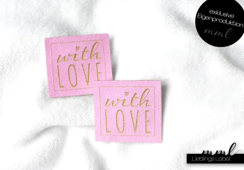 Kunstleder-Label-Set #with Love rosa (2er-Set)