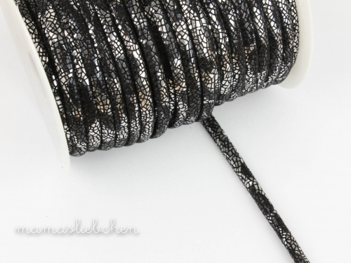 Lederkordel Glitzer #schwarz (1,0m)