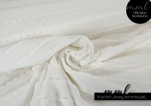 Rüschen Jersey creme weiß - Ruffle Jersey natur