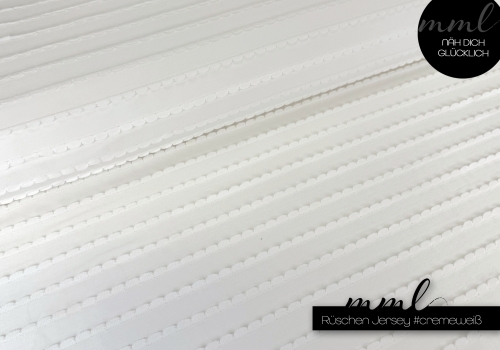Rüschen Jersey creme weiß - Ruffle Jersey natur
