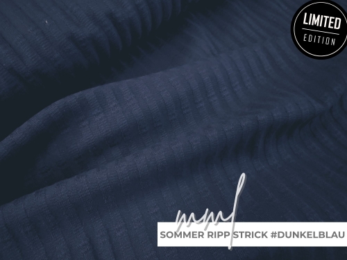 Sommer Ripp Strick dunkelblau  - leichter, elastischer Rippstrick in einem dunklen blau