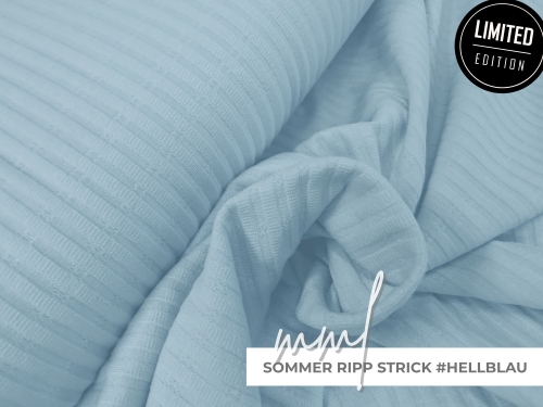 Sommer Ripp Strick hellblau  - leichter, elastischer Rippstrick in einem hellen blau