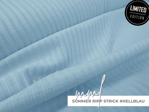 Sommer Ripp Strick hellblau  - leichter, elastischer Rippstrick in einem hellen blau