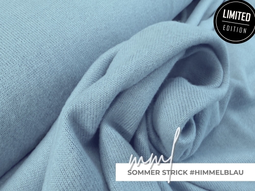 Sommer Strick Himmelblau - leichter, elastischer Strick in mittelblau / blau