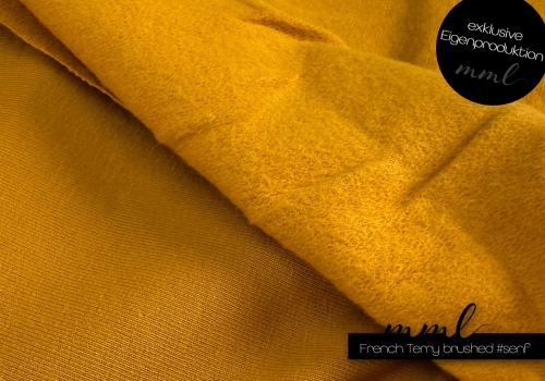 Sommer-Sweat Stoff (angeraut) #senf (0,25m)