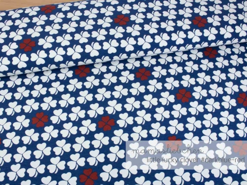 Sommer- Sweat-Stoff little lucky clover #darkblue-red