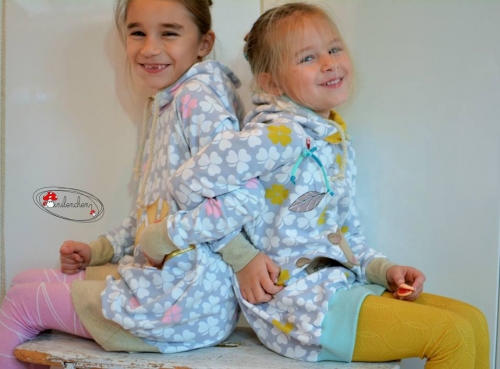 Sommer- Sweat-Stoff little lucky clover #gray-honey