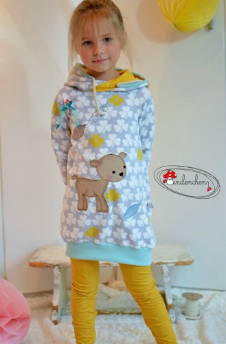 Sommer- Sweat-Stoff little lucky clover #gray-honey