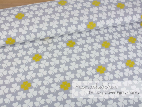 Sommer- Sweat-Stoff little lucky clover #gray-honey