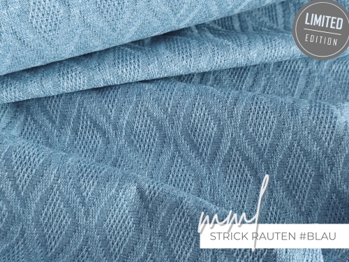 Strick-Stoff Rauten - blau / helles jeansblau - Diamond Jacquard