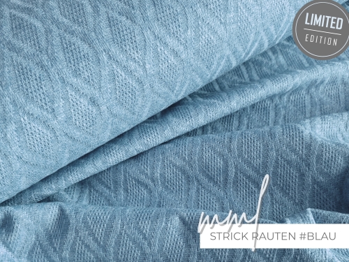 Strick-Stoff Rauten - blau / helles jeansblau - Diamond Jacquard