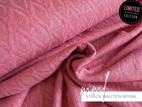 Strick-Stoff Rauten - pink / kräftiges rosa - Diamond Jacquard