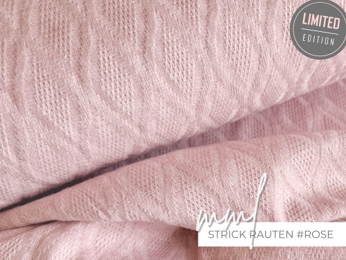 Strick-Stoff Rauten - rosa / rosé - Diamond Jacquard