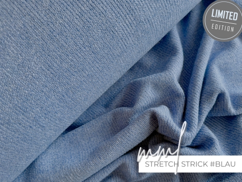 Strick-Stoff Stretch - blau / helles jeansblau Rippstrick