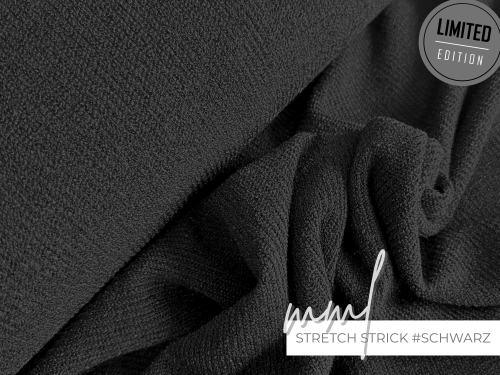 Strick-Stoff Stretch - schwarz / black - Rippstrick