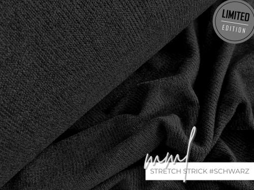 Strick-Stoff Stretch - schwarz / black - Rippstrick