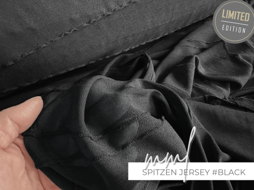 leichter Spitzen Jersey #black - halbtransparenter Jersey mit eingestickten Linien schwarz