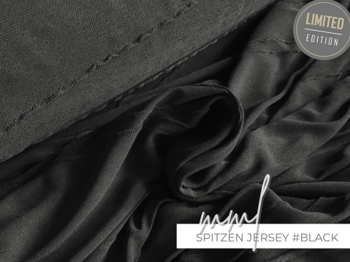 leichter Spitzen Jersey #black - halbtransparenter Jersey mit eingestickten Linien schwarz