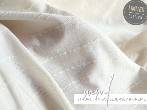 Struktur Viscose Jersey creme weiß - leichter Viscosejersey mit gestickter Struktur, leicht seidiger Griff