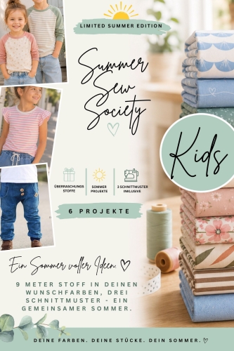 Summer Sew Society Paket (Kids - 9m Stoff + 3 E-Books + Überraschung)