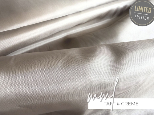 Taft creme beige gold - Futterstoff, Seide - Ersatz für Kissen, Lockenband, Scrunchies, Mützen - Einsätze