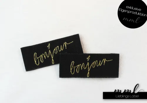 Weblabel-Set #bonjour (glitter/schwarz) (2er-Set)