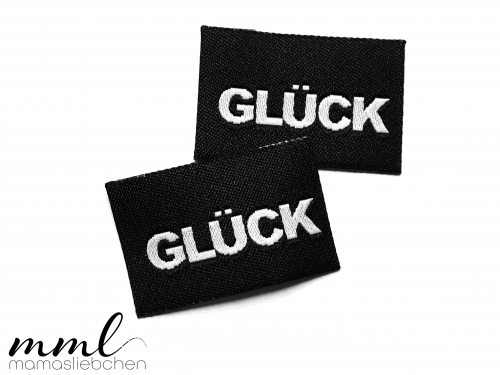 Weblabel-Set #Glück (2er-Set, schwarz-weiss)