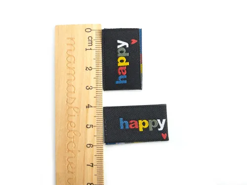 Weblabel-Set #happy (bunt/schwarz) (2er-Set)