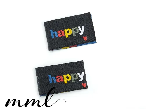 Weblabel-Set #happy (bunt/schwarz) (2er-Set)