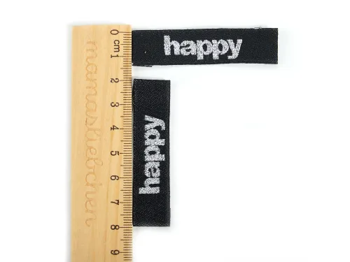 Weblabel-Set #happy (schwarz/silber glitzer) (2er-Set)