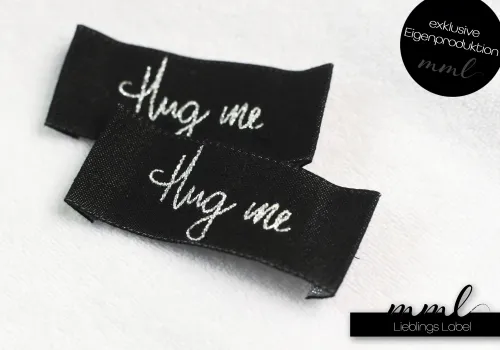 Weblabel-Set #Hug me (glitter/schwarz) (2er-Set)