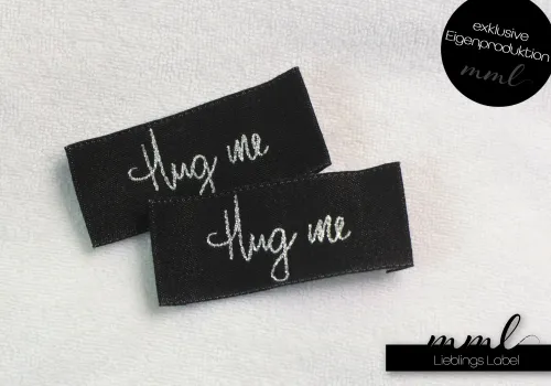 Weblabel-Set #Hug me (glitter/schwarz) (2er-Set)