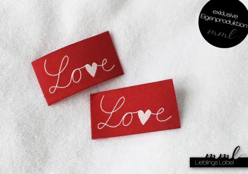 Weblabel-Set #Love (weiß/rot) (2er-Set)