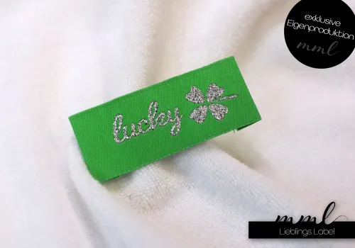 Weblabel-Set #lucky (glitter/grün) (2er-Set)