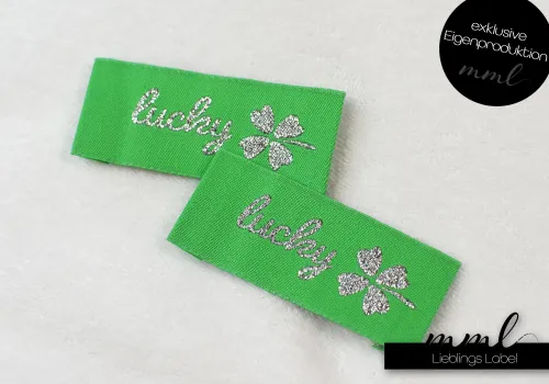 Weblabel-Set #lucky (glitter/grün) (2er-Set)