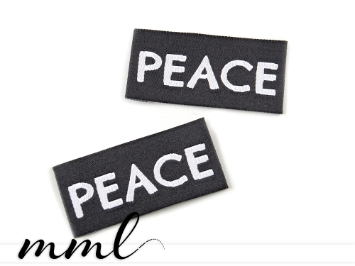 Weblabel-Set #PEACE schwarz/weiß (2er-Set)