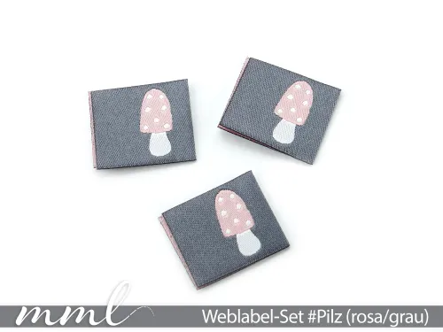 Weblabel-Set #Pilz (rosa/grau) (3er-Set)