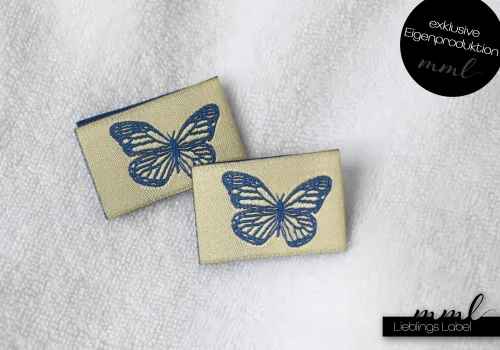 Weblabel-Set #Schmetterling (blau/beige) (2er-Set)
