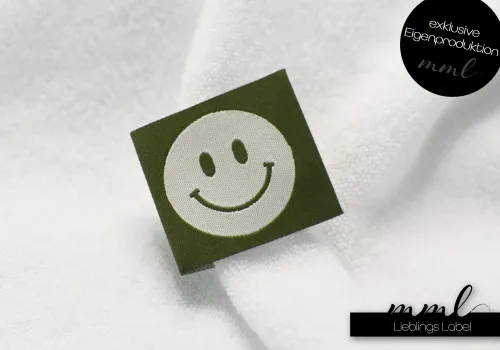 Weblabel-Set #Smiley (weiß/olive) (2er-Set)
