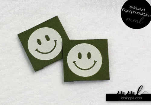 Weblabel-Set #Smiley (weiß/olive) (2er-Set)