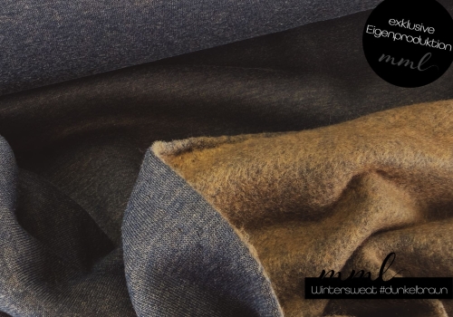 Winter-Sweat Stoff (meliert) #dunkelbraun (0,25m)